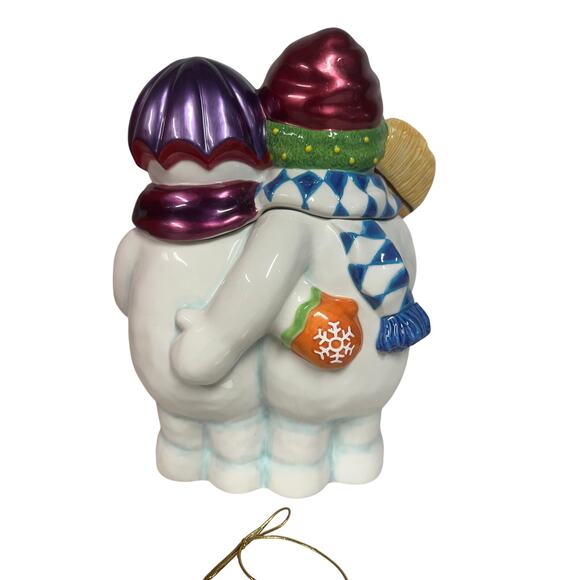 Christopher Radko Winter Portrait Cookie Jar Snowman Family & Box - Picture 4 of 15
